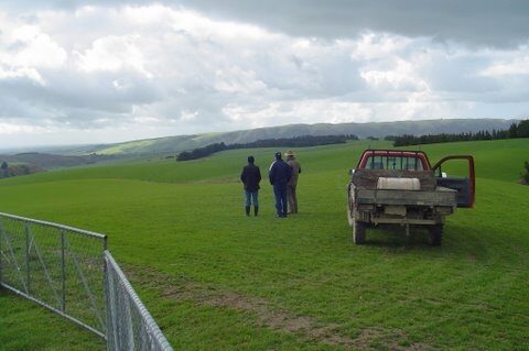 R J Preston advisors meeting clients on-farm beside a ute